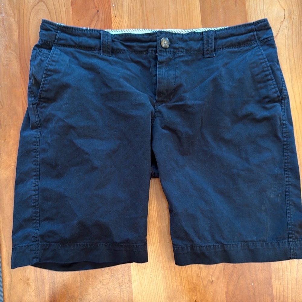 Black Cotton Blend Chino Shorts